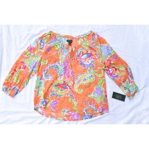 NEW Ralph Lauren Paisley Floral Peasant Blouse